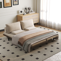 Single 200 cm Cotton & Linen Futon Daybed Convertible Sofa Bed