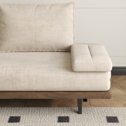 Single 200 cm Cotton & Linen Futon Daybed Convertible Sofa Bed - thumbnail 7