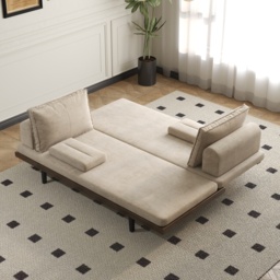 Single 200 cm Cotton & Linen Futon Daybed Convertible Sofa Bed - thumbnail 3