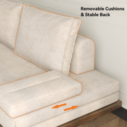 Single 200 cm Cotton & Linen Futon Daybed Convertible Sofa Bed - thumbnail 9