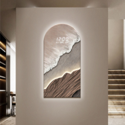 Modern LED Wall Clock with Textured Art – A Contemporary Blend of Function and Design - thumbnail 2