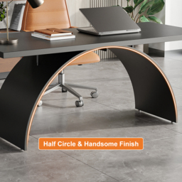 Industrial 1800 mm Rectangular Black Wood Desk with Metal Base - thumbnail 8