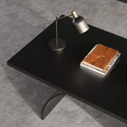 Industrial 1800 mm Rectangular Black Wood Desk with Metal Base - thumbnail 5