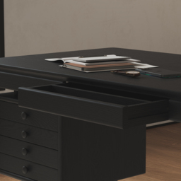 Mid-century Style Black Ash Wood Writing Desk Home Office Desk with 3 Drawers Office Furniture (1400mm) - thumbnail 7