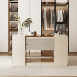 Glass 150 cm Top Dresser Walk-in Wardrobe Island with Jewellery Storage - thumbnail 3