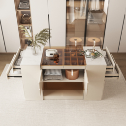 Glass 150 cm Top Dresser Walk-in Wardrobe Island with Jewellery Storage - thumbnail 5