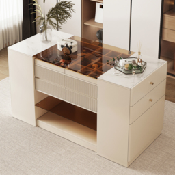 Glass 150 cm Top Dresser Walk-in Wardrobe Island with Jewellery Storage