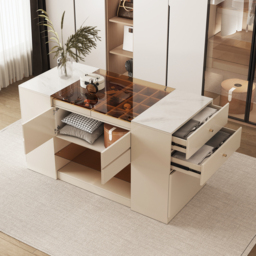 Glass 150 cm Top Dresser Walk-in Wardrobe Island with Jewellery Storage - thumbnail 6