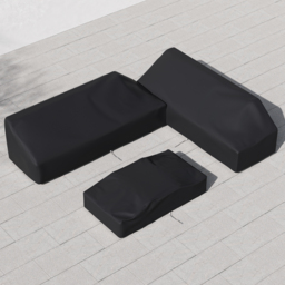 4-Piece Modular Outdoor Sofa Set for 6 with Teak Table & Beige Cushions, Includes Protective Covers - thumbnail 2