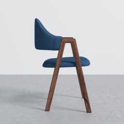 Blue Linen Upholstered Dining Chair Curved Back Chair 8-Pieces - thumbnail 9