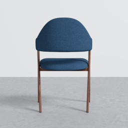 Blue Linen Upholstered Dining Chair Curved Back Chair 8-Pieces - thumbnail 8