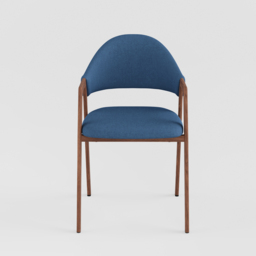 Blue Linen Upholstered Dining Chair Curved Back Chair 8-Pieces - thumbnail 9