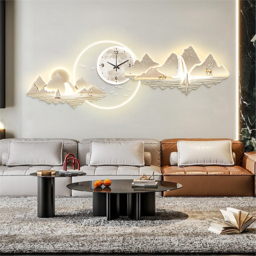 1000mm Silent Wall Clock Modern Landscape Hanging Painting Decorative Wall Art - thumbnail 6