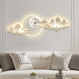 1000mm Silent Wall Clock Modern Landscape Hanging Painting Decorative Wall Art - thumbnail 2