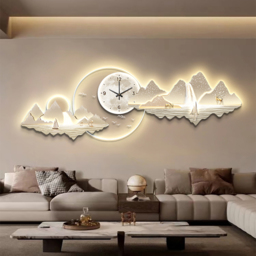 1000mm Silent Wall Clock Modern Landscape Hanging Painting Decorative Wall Art - thumbnail 3