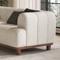 202 cm Boucle Sofa Modern 2 Seater White Couch with Cushion - thumbnail 8