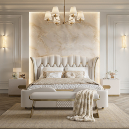 King Size Upholstered Bed Frame with Tufted Wingback Headboard - thumbnail 3