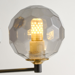 8-Light Sputnik Chandelier in Black & Gold Globe Glass Shade Included - thumbnail 2