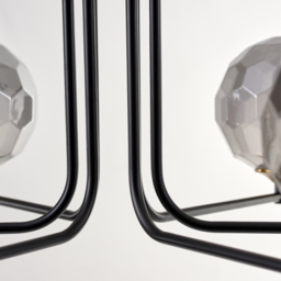 8-Light Sputnik Chandelier in Black & Gold Globe Glass Shade Included - thumbnail 3