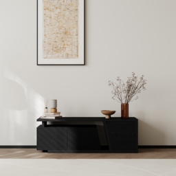 Fero Black Extendable TV Stand with 3 Drawers 1200 mm - 1800 mm - thumbnail 6