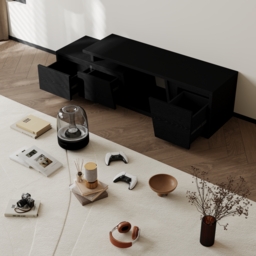 Fero Black Extendable TV Stand with 3 Drawers 1200 mm - 1800 mm - thumbnail 9