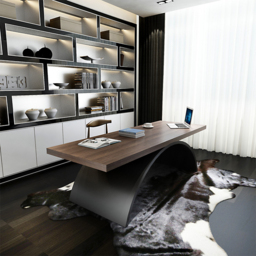 Industrial 180 cm Rectangular Walnut Wood Desk with Metal Base - thumbnail 3