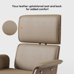 Modern Khaki Home Office Chair Upholstered Swivel Wooden Desk Chair Task Adjustable Height - thumbnail 5
