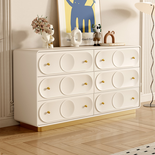 1500mm Art Deco White & Gold 6 Drawer Dresser Chest with Storage Cabinet by  Homary | uFurnish.com