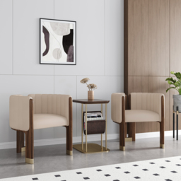 Modern Wood Accent Chair Faux Leather Upholstered Arm Chair - thumbnail 3