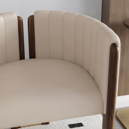 Modern Wood Accent Chair Faux Leather Upholstered Arm Chair - thumbnail 9