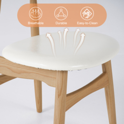 Japandi Natural Rattan Upholstered Dining Chair Ash Wood Side Chair Faux Leather - thumbnail 5