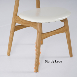 Japandi Natural Rattan Upholstered Dining Chair Ash Wood Side Chair Faux Leather - thumbnail 6