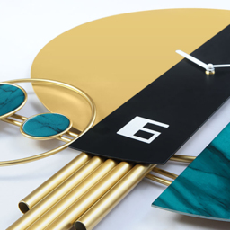 Unique Creative Geometric Oversized Wall Clock 3D Iron Home Decor Green & Gold & Black - thumbnail 6