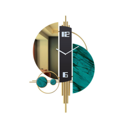 Unique Creative Geometric Oversized Wall Clock 3D Iron Home Decor Green & Gold & Black - thumbnail 8