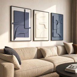3-Piece 3D Textured Abstract Wall Art Set with Alloy Frames 70cm Tall - thumbnail 3