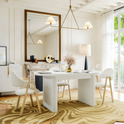 Japandi 1600mm-2000mm Oval Extendable White Dining Table & 4 Dining Chair Set - thumbnail 3