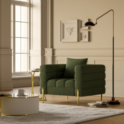 Green Boucle Accent Chair Modern Modular Armchair Set of 2 - thumbnail 7