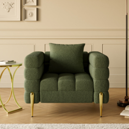 Green Boucle Accent Chair Modern Modular Armchair Set of 2 - thumbnail 4