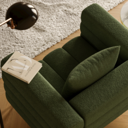 Green Boucle Accent Chair Modern Modular Armchair Set of 2 - thumbnail 6