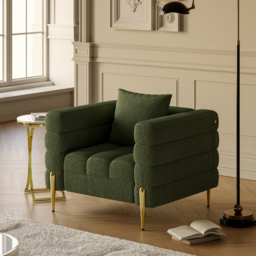 Green Boucle Accent Chair Modern Modular Armchair Set of 2 - thumbnail 3