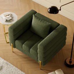 Green Boucle Accent Chair Modern Modular Armchair Set of 2 - thumbnail 5