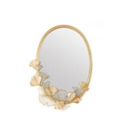 860mm Glam Oval Wall Mirror Hollow-out Ginkgo Leaves in Gold Metal Frame For Bedroom - thumbnail 5