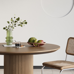 Japandi 800mm Round Small Dining Table for 2 Person Walnut Wood Tabletop - thumbnail 6