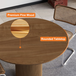 Japandi 800mm Round Small Dining Table for 2 Person Walnut Wood Tabletop - thumbnail 3