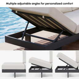 Tevara 120cm 5-Pieces Modular Teak Outdoor Sofa Set with Smokeless Fire Pit for 6 Person - thumbnail 7