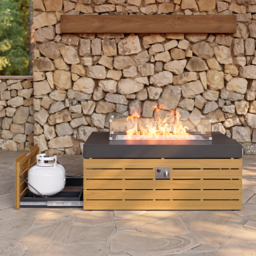 Tevara 120cm 5-Pieces Modular Teak Outdoor Sofa Set with Smokeless Fire Pit for 6 Person - thumbnail 5