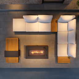 Tevara 120cm 5-Pieces Modular Teak Outdoor Sofa Set with Smokeless Fire Pit for 6 Person - thumbnail 3