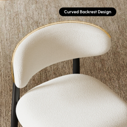 Modern Black Boucle Dining Chair with Rubber Wood Legs, 1 Piece - thumbnail 7