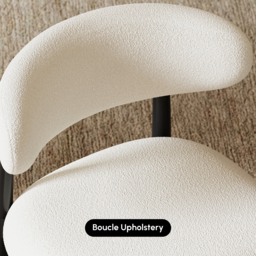 Modern Black Boucle Dining Chair with Rubber Wood Legs, 1 Piece - thumbnail 5