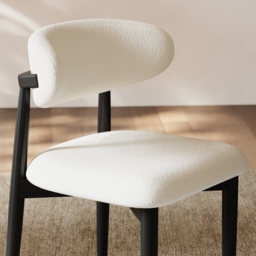 Modern Black Boucle Dining Chair with Rubber Wood Legs, 1 Piece - thumbnail 9
